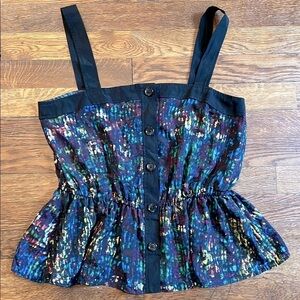 Derek Lam Multicolor Button-Down peplum sleeveless top